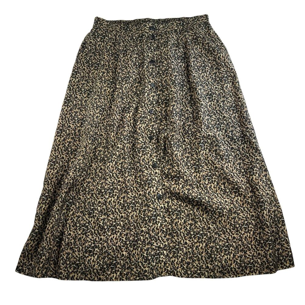 Vintage Brown and Black Leopard Midi Skirt